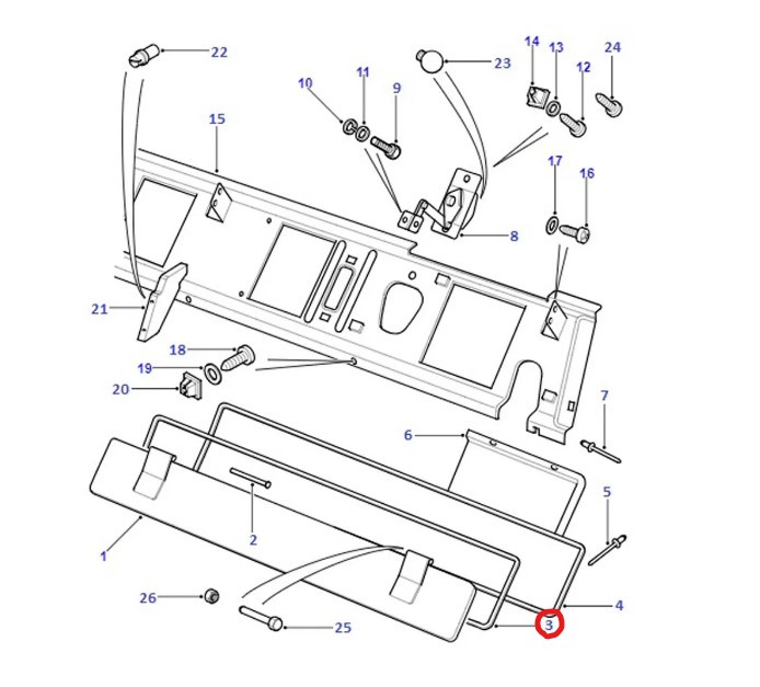 Tuulilasin raitisilmaventtiilin tiiviste Defender 09/90 - 06 1