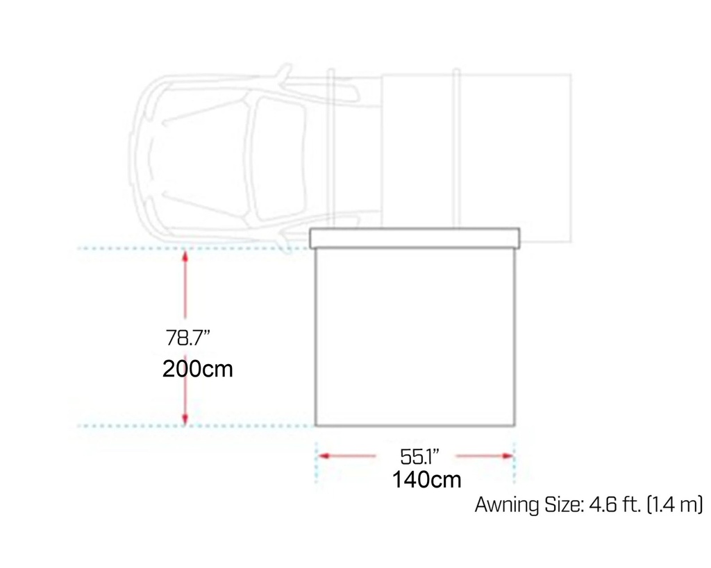 Deltawing 90° Markiisi 1.4m x 2m