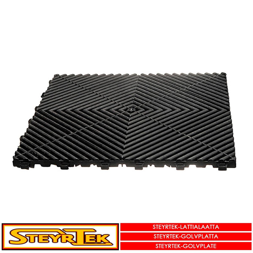 SteyrTek Lattialaatta, midnight black 40x40cm 30 kpl