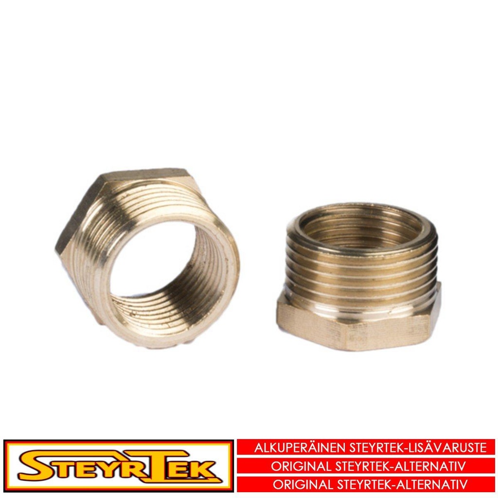 SteyrTek Muuntonippa 3/4" uros kierteestä 1/2" naaraaseen