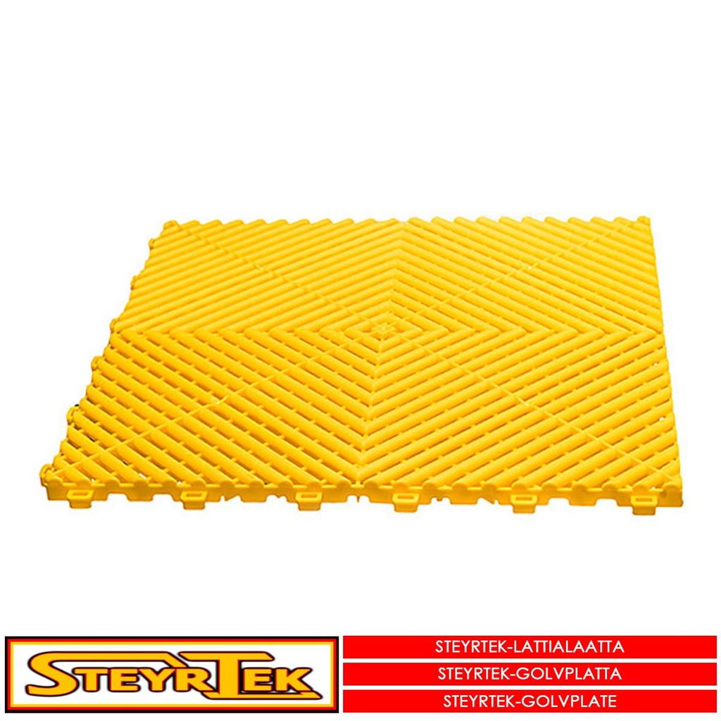 SteyrTek Lattialaatta, racing yellow 40x40cm 4 kpl