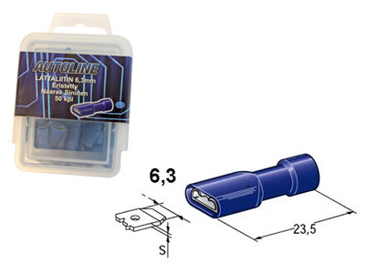 6.3mm Female, blue, covered 10pcs