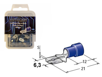 6.3mm male, blue, covered 10pcs