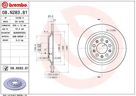Brake Rotor, Rear, 320 mm, Cherokee