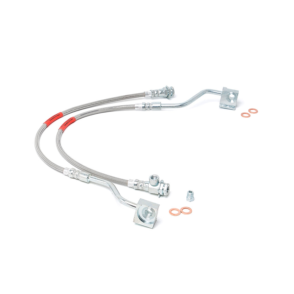 Front brakelines set stainless +4" ext.