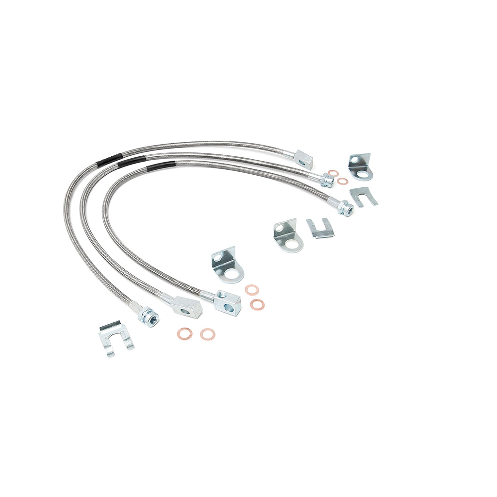 JEEP FRONT & REAR STAINLESS STEEL BRAKE LINES | 4-6IN LIFTS (XJ/YJ/TJ)