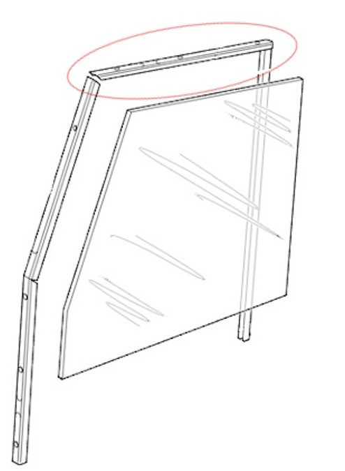 Front door window glass top channel